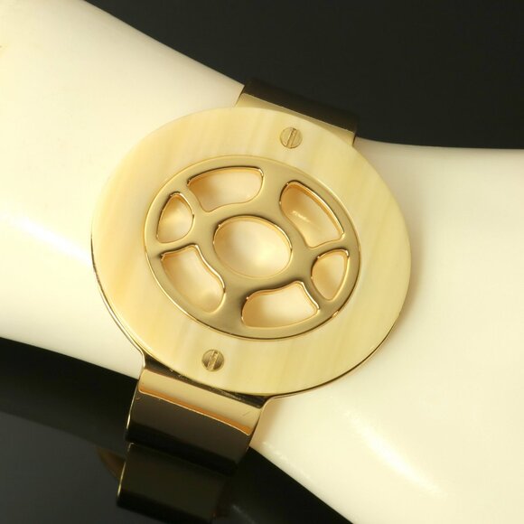 Cabi Cuff Bracelet  Faux Bone Gold Tone - Picture 1 of 10